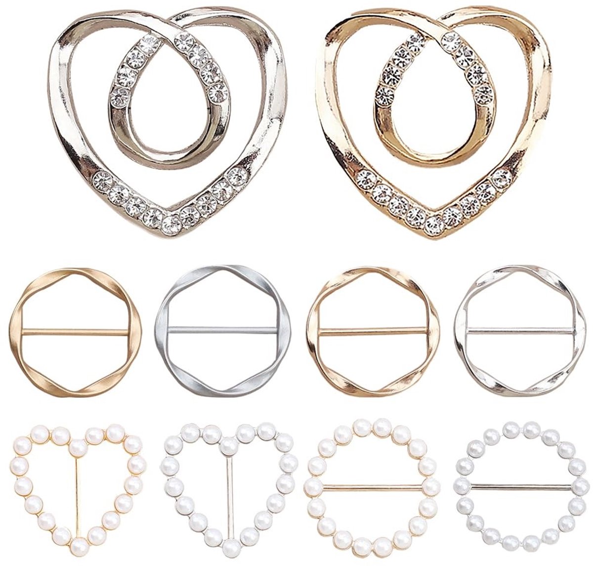 Dailygoods- Sjaal Ringclip - 10 Stuks - Metalen Gesp - Decoratieve Accessoires - Kledingclip - Hoogwaardige Legering - Verschillende Stijlen - Kledingaccessoires