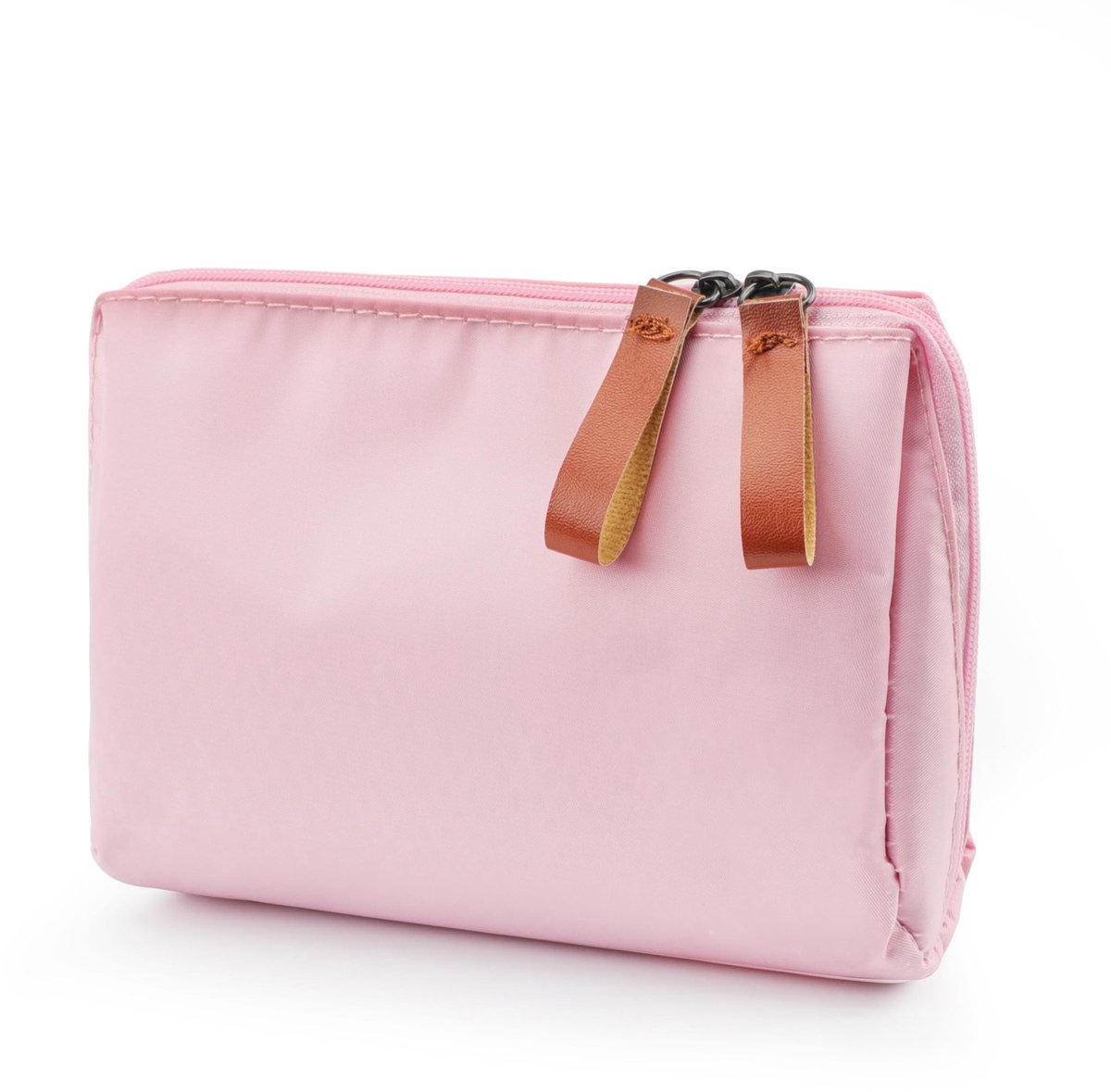 Dailygoods - 1 stuk kleine make-uptas dames 16 x 10 cm roze draagbare make-up tas voor reizen dagelijkse opslag cosmeticatas klein, roze, Lichtroze verschijningskleur geeft een zacht en elegant gevoel
