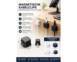 K&R Magnetische kabelclips - 12 stuks - Wit