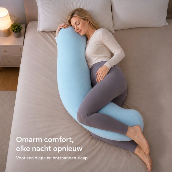 BOTC Zwangerschapskussen - Zijslaapkussen - Body Pillow - Kussen XL - Lightblauw van Merkloos — afbeelding 3