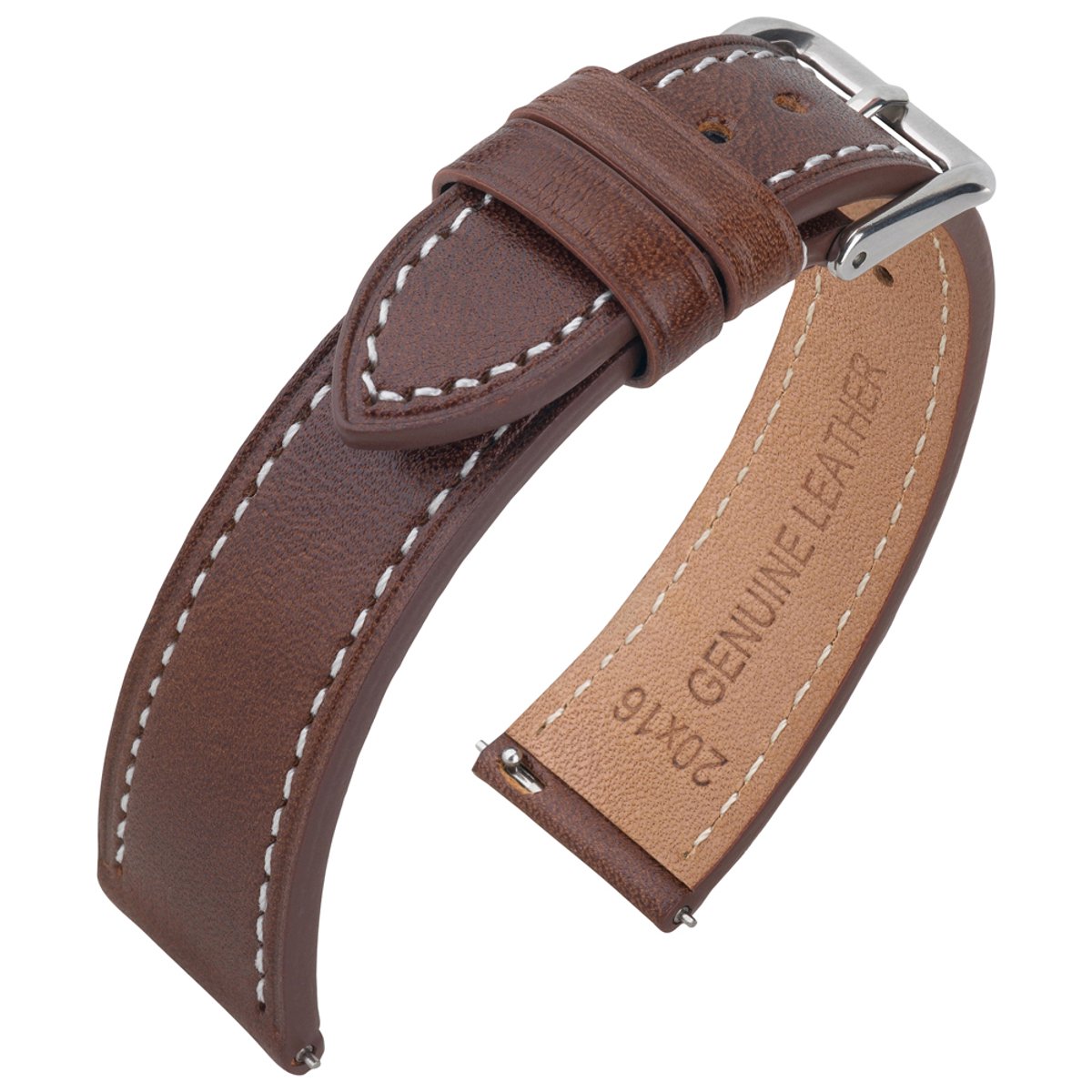 Plantaardig Gelooid Kalfslederen Horlogebandje - Vintage Bruin - 20mm