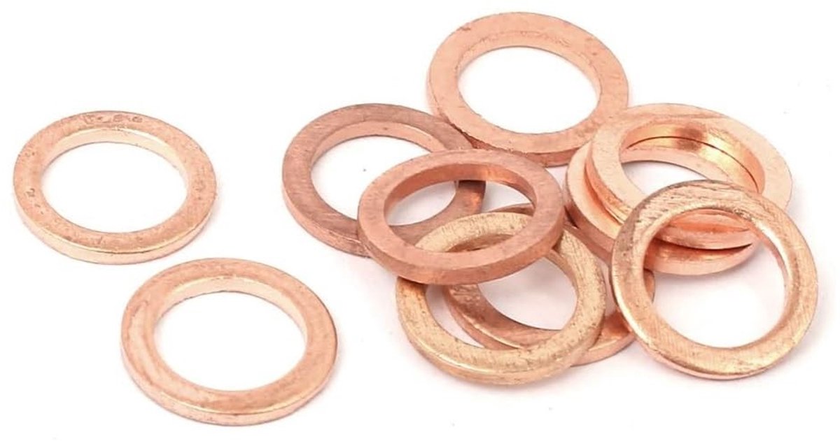 Dailygoods- Koperen Ringen 10 Stuks - M10*14*1,5mm - Hoogwaardig Koper - Afdichting - Corrosiebestendig - Hoge Geleidbaarheid - Wasmachines