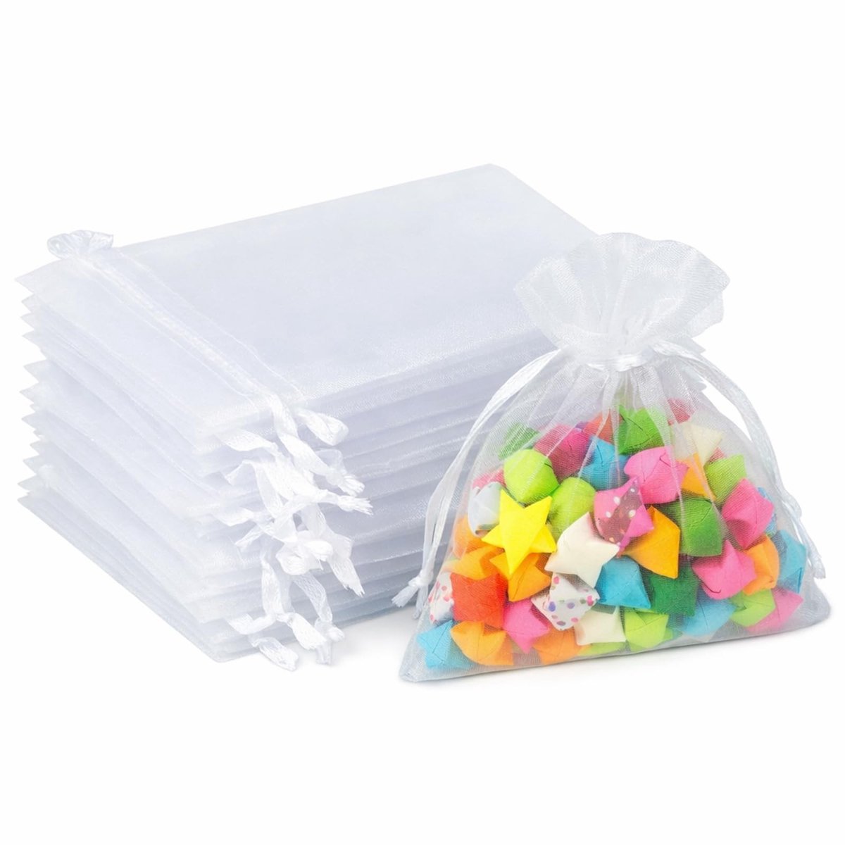 Dailygoods - Organzazakjes - Cadeauzakjes - 50 stuks - Witte zakjes - Sieradenzakje - Geschikt voor bruiloft en feestjes