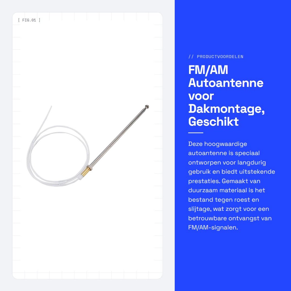 Dailygoods- Autoantenne Hoogwaardig Materiaal - Vervangend Accessoire - Universeel - Dakmontage - Hoge Drukbestendigheid - Eenvoudige Installatie - Radioantenne