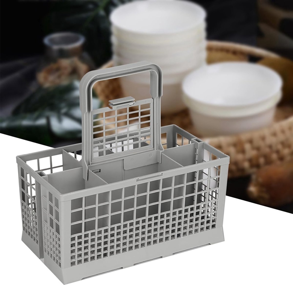 Dailygoods- Vaatwasmand Universeel - Stevig - Duurzaam - 8 Vakken - Afneembare Handgreep - Geschikt voor 99% Vaatwassers - Bestekmand