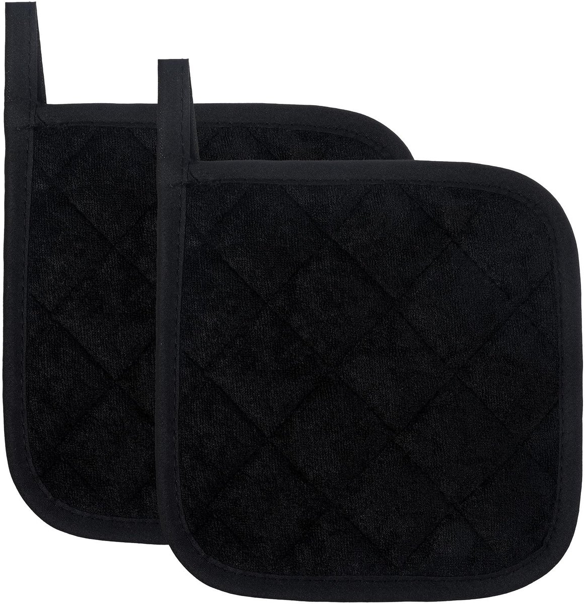 Dailygoods- Pannenlap Hittebestendig - 2 Stuks - Katoen/Polyester - 17x17 cm - Multifunctioneel - Zwart - Onderzetter