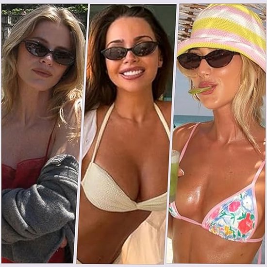 3 Stuks Retro Oval Cat Eye Sunglasses for Women Trendy Narrow Shades UV protection Sun Glasses — afbeelding 3