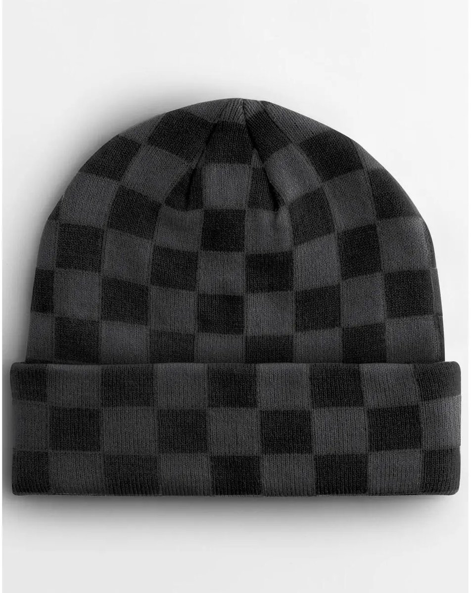 Checkerboard Beanie - Black/Charcoal - One Size