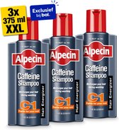 Alpecin Cafeïne Shampoo C1 3x 375ml | Voorkomt en Vermindert Haaruitval | Natuurlijke Haargroei Shampoo voor Mannen