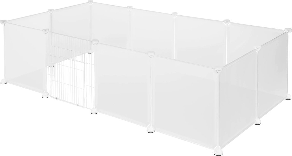 Dierenren 142x72x45cm Wit - Verstelbaar, Puppyren en Kleine dieren - Geschikt voor Binnen