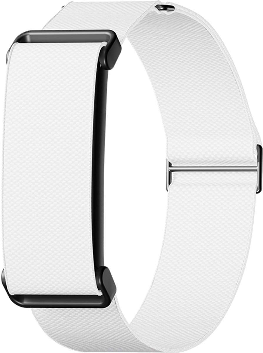 Stravo Elastisch Nylon Bandje voor de Bovenarm – Geschikt voor Fitbit Air – Met Verstelbare Schuifgesp – Traploos Verstelbaar – Ademende Sportarmband – Wit