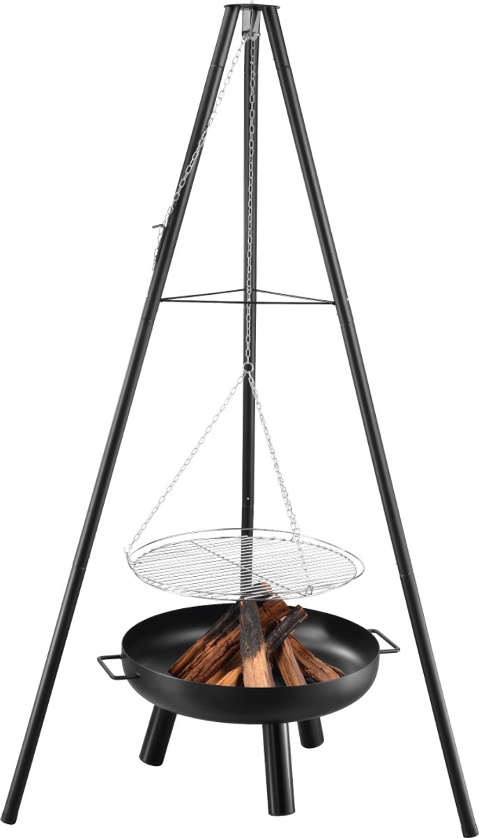 Gregman Roast 35 - Vuurschaal en Grill 2-in-1 - Tuinhaard BBQ met Verstelbaar Rooster - Zwart van Gregman — afbeelding 2
