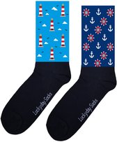 Verjaardag cadeautje voor hem - Vuurtoren Mismatch Sokken - sokken - Valentijnsdag cadeau - Leuke sokken - Vrolijke sokken - Luckyday Socks - Sokken met tekst - Aparte Sokken - Sokken waar je vrolijk van wordt - Maat 40-46