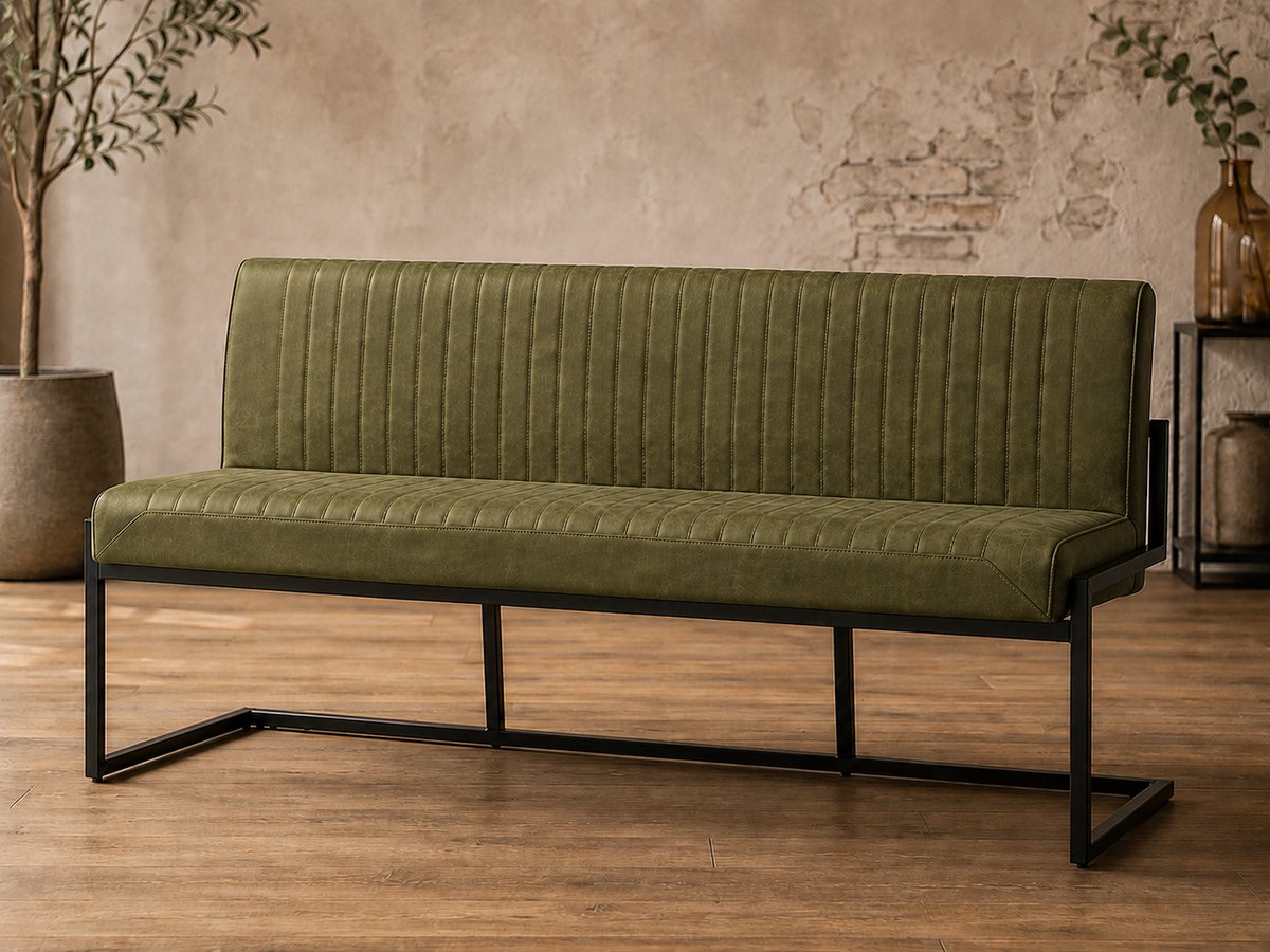 Eetkamerbank Belgie 155 cm Micro Leder Groen