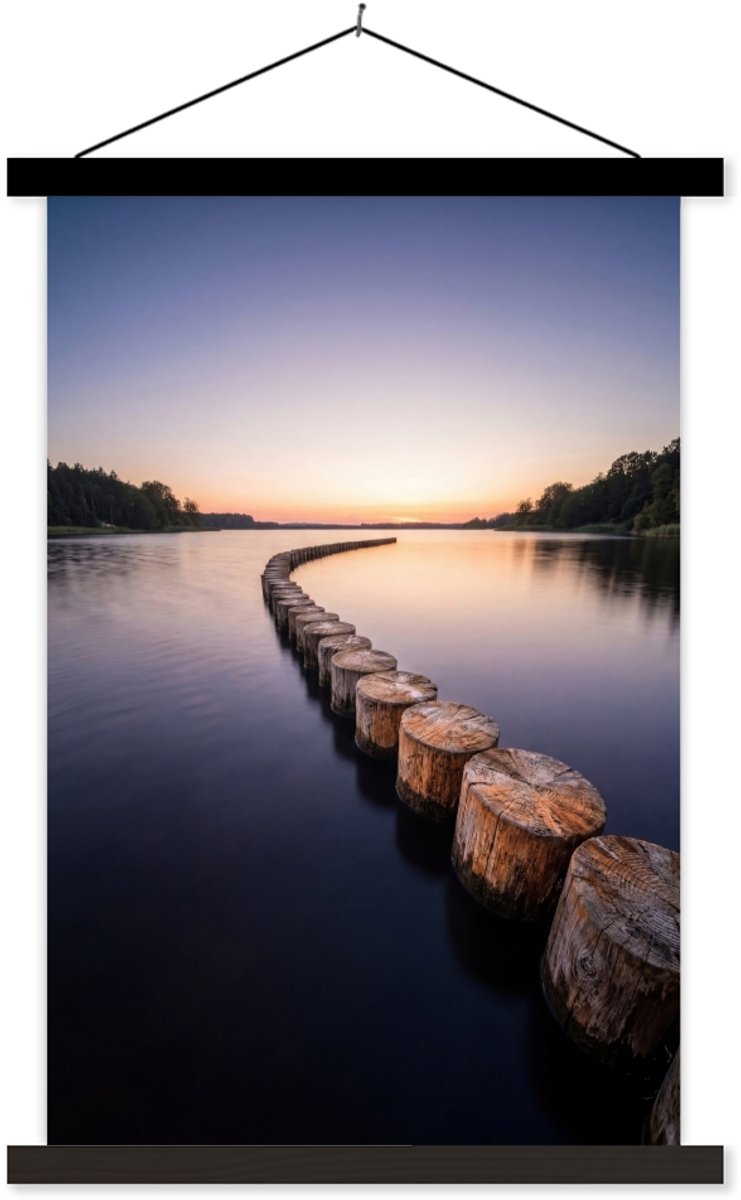 Posterhanger incl. Poster 120x180 cm - Schoolplaat - Hout - Palen - Water - Textielposter 