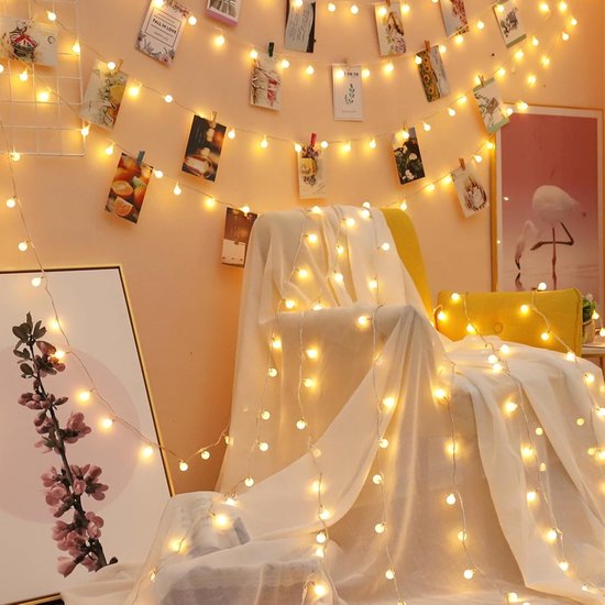 10M Camping Lichtsnoer - 80LEDs - Lichtketting - Tentlamp - USB Oplaadbaar - LED Bolverlichting - Lichtsnoer buiten - Kampeerlamp - Voor Bruiloften, Feesten, Balkondecoratie, Kamperen, Binnen en Buitengebruik - Warm Wit Licht — afbeelding 4