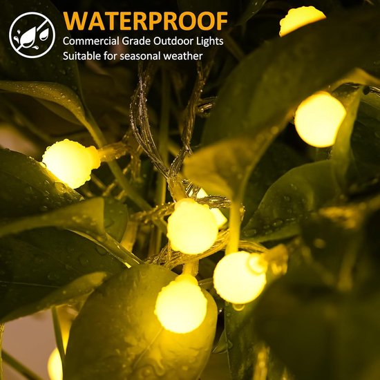10M Camping Lichtsnoer - 80LEDs - Lichtketting - Tentlamp - USB Oplaadbaar - LED Bolverlichting - Lichtsnoer buiten - Kampeerlamp - Voor Bruiloften, Feesten, Balkondecoratie, Kamperen, Binnen en Buitengebruik - Warm Wit Licht — afbeelding 3