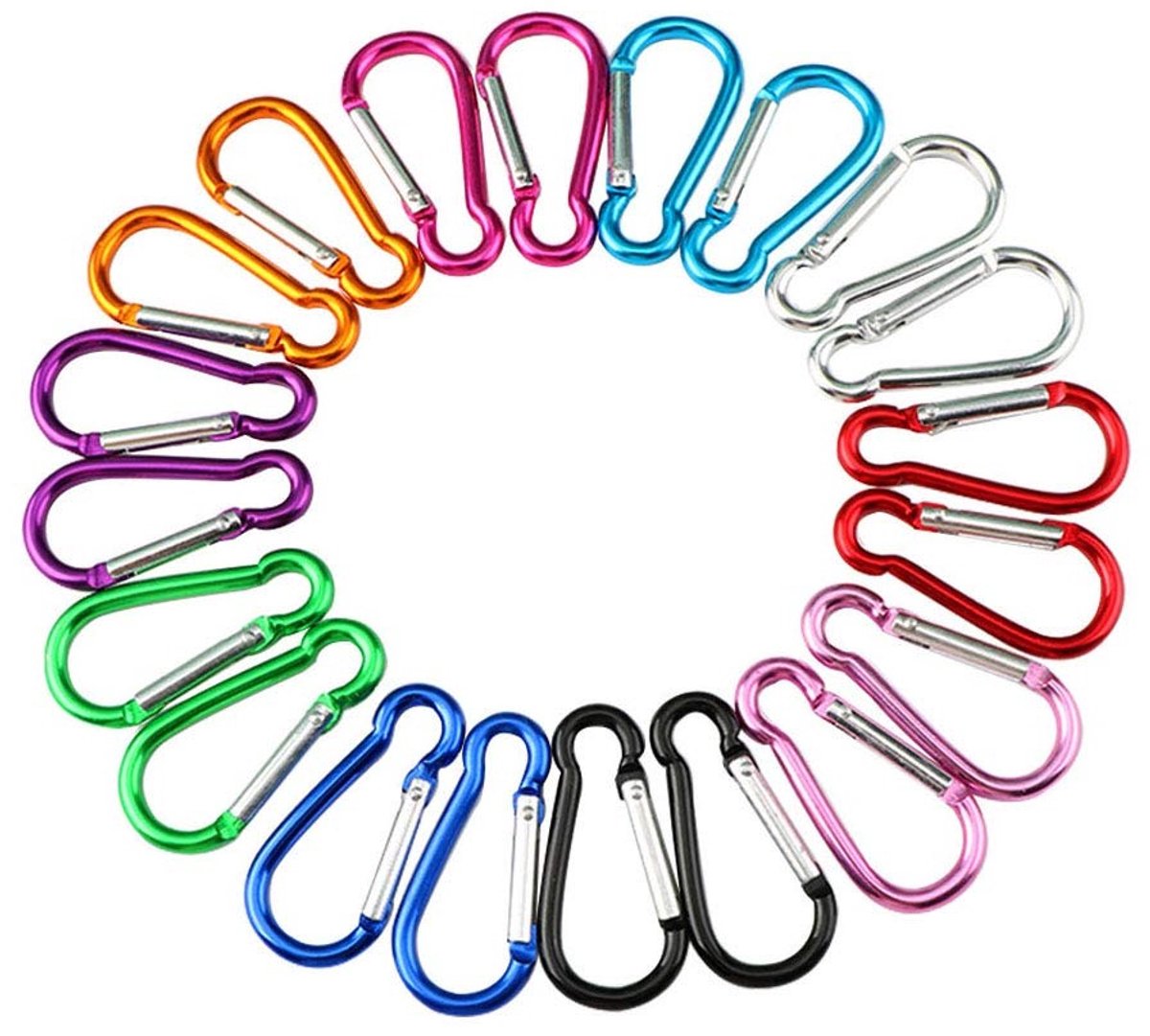 Set van 20 Stuks Gourd-vormige Locking Carabiners, Mini Sleutelhanger en Multifunctionele Clip voor Diverse Toepassingen