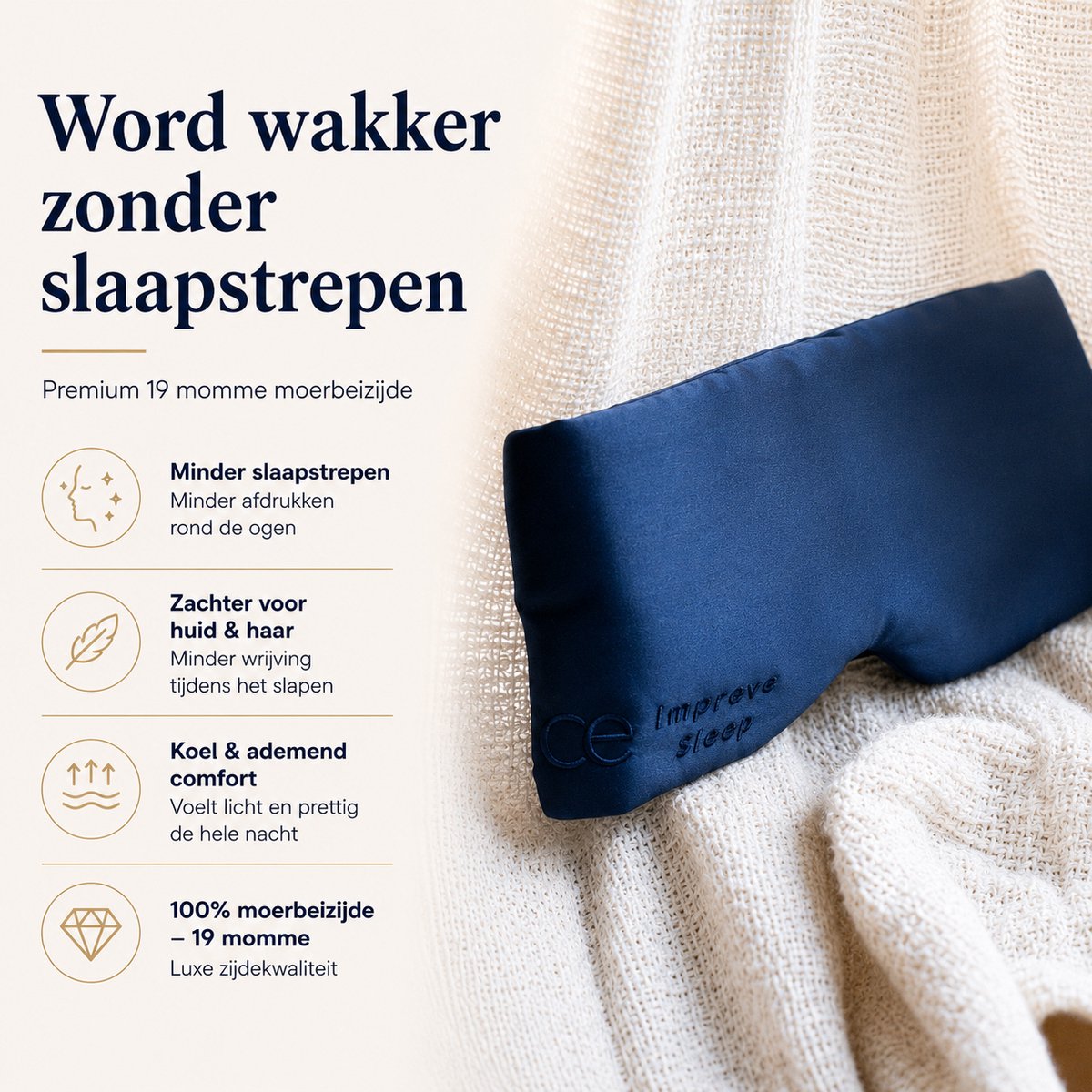 Ryce® Zijden Slaapmasker - Oogmasker - Vrouwen & Mannen - Full Cover - Cadeau - Blauw — afbeelding 4