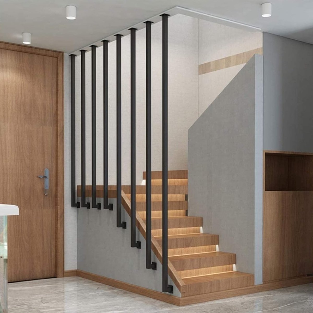 Trapleuning Kit - Balustrade Steun - Veiligheid Thuis - Robuuste Constructie - 110cm Hoog - Zwart