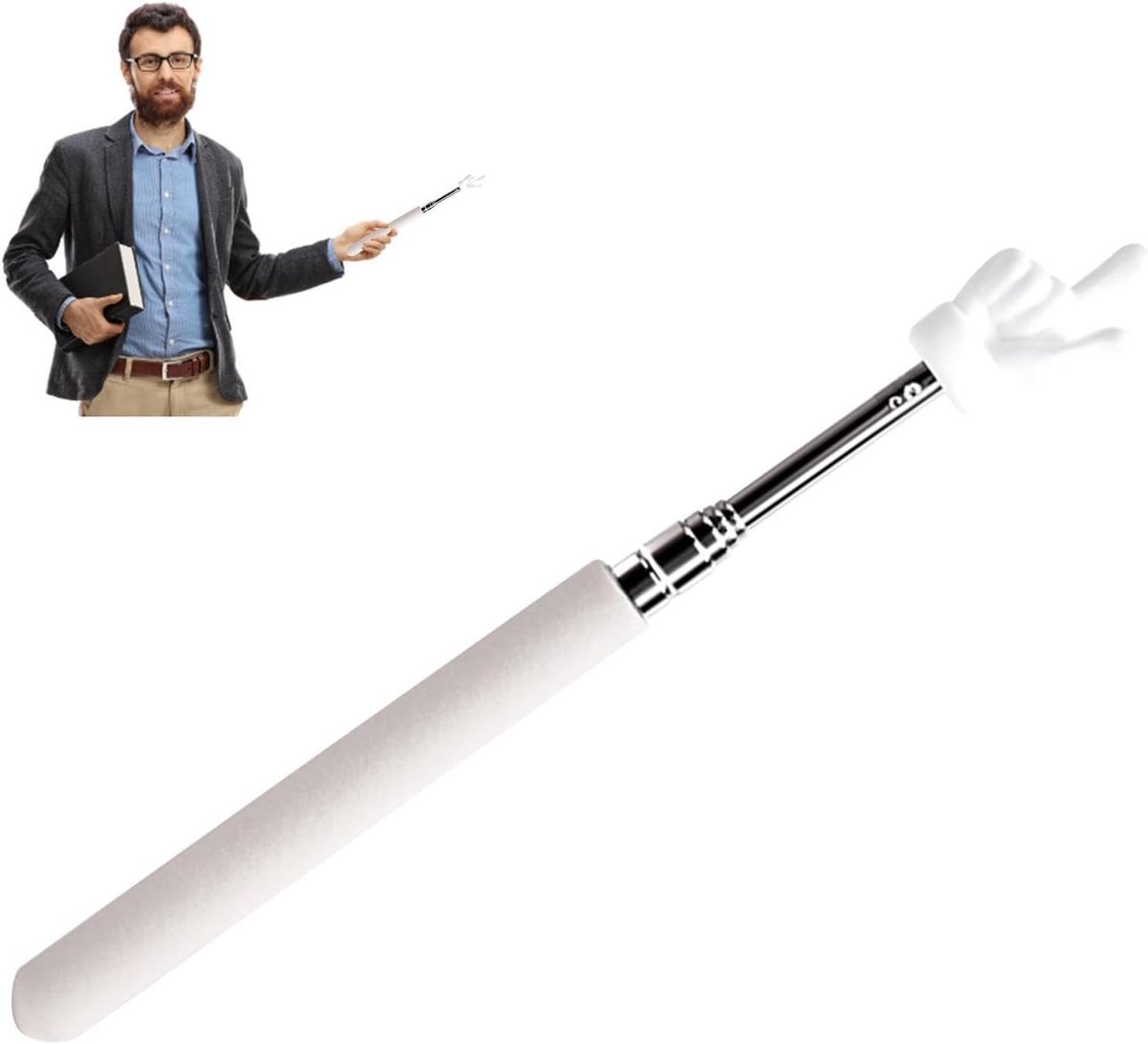 Telescopische Aanwijsstok - Presentatie Tool - Klas Presentaties - Uitschuifbaar Ontwerp - 55 cm - Wit