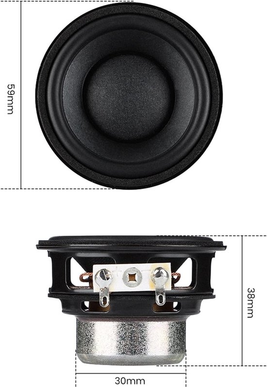 Hifi Luidspreker - Boekenplankluidspreker - Muziek Luisteren - Neodymium Dubbele Magneet - 2 inch - One Color — afbeelding 2