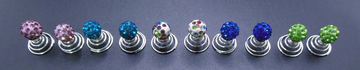 Curlies strassbal diverse kleuren set van 10 stuks.