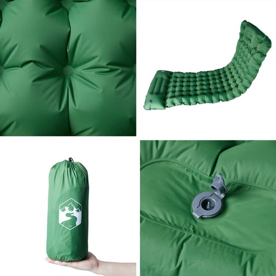 Zelfopblazend Campingmatras - Kampeermat Slaapmat - Outdoor slapen - Geïntegreerde voetpomp - 105 cm dik - Groen — afbeelding 3