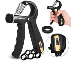 BOTC Handtrainer met Teller - Verstelbaar 5-60 kg - Grip Trainer Zwart