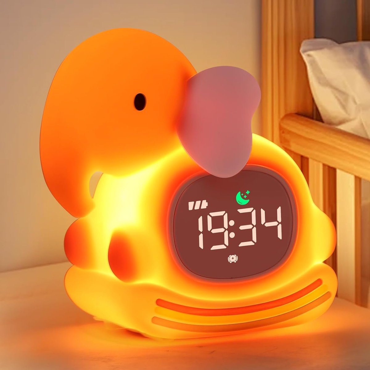 Digitale Wekker Kinderen - Nachtlamp Wekker - Slaaptraining Kinderen - RGB Kleurverloop - Oplaadbaar - Roze
