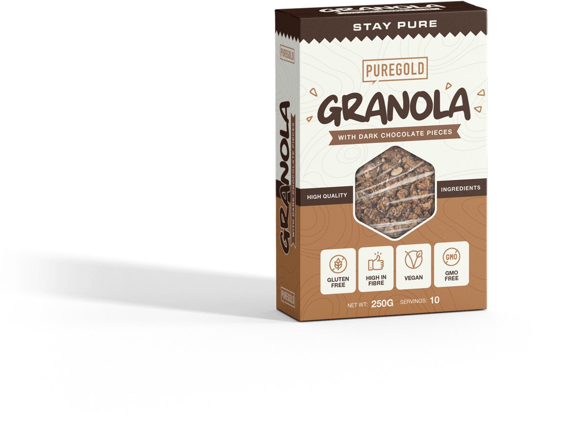 Pure Gold Granola – Glutenvrije Granola Chocolade – 250g – 10 Porties – Vezelrijk, Vegan & GMO-vrij