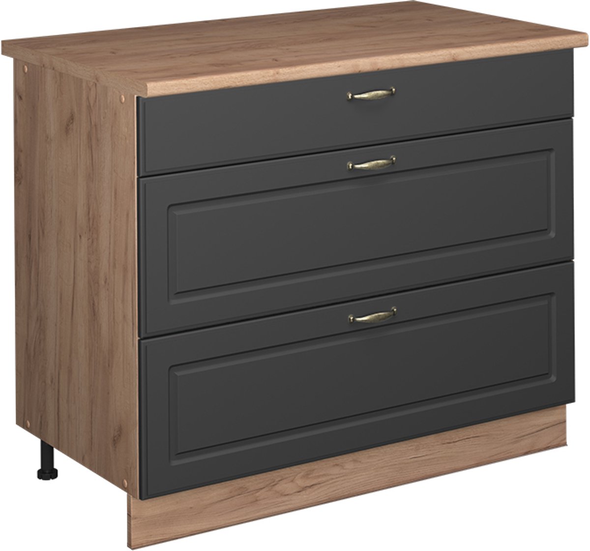 Vicco Keukenonderkast Fame-Line, Anthrazit-Gold Landhaus/Goudkleurig Eiken, 100 cm, WB Eik Anthrazit-Gold landelijk/Goudkleurig Eiken