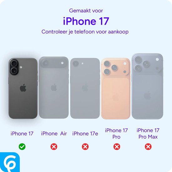 Cinq coques et téléphones, la coque est adaptée pour iPhone 17.