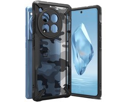 Ringke Fusion X | Hoesje Geschikt voor OnePlus 12R | Back Cover | Militaire Standaard | Camo Zwart