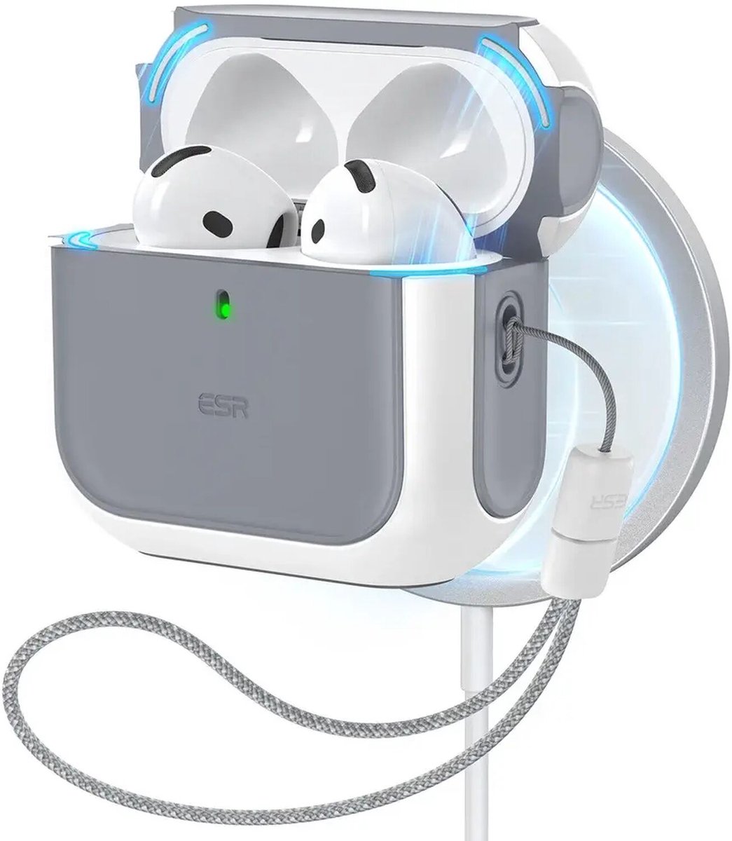 ESR Halolock Orbit Hybrid Hoes Geschikt Voor AirPods 4 (AirPods 4e Generatie) (2024) - Compatibel met MagSafe - Wit