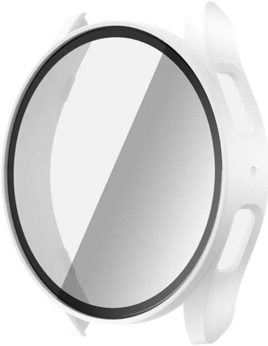 Hoesje Geschikt voor Samsung Galaxy Watch 7 40MM - Bumper Case met Ingebouwde Tempered Glass - Volledige Bescherming - Wit