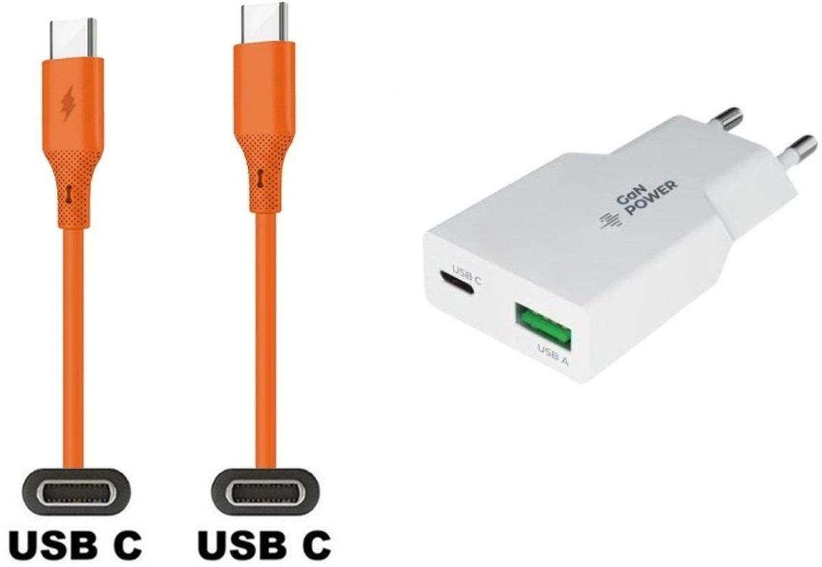 20W snellader met 2 poorten + 1,0m USB C naar C kabel. Universele PD PPS lader. Compacte GaN oplader adapter past op Google Pixel 1, 2, 2XL, 3, 3XL, 3a, 3a XL, 4, 4XL, 4a, 5, 5a, 6a, 7, 7 Pro, 8, 8a, 8 Pro, 9, 9 Pro, 9 Pro XL, 9 Fold, C, XL
