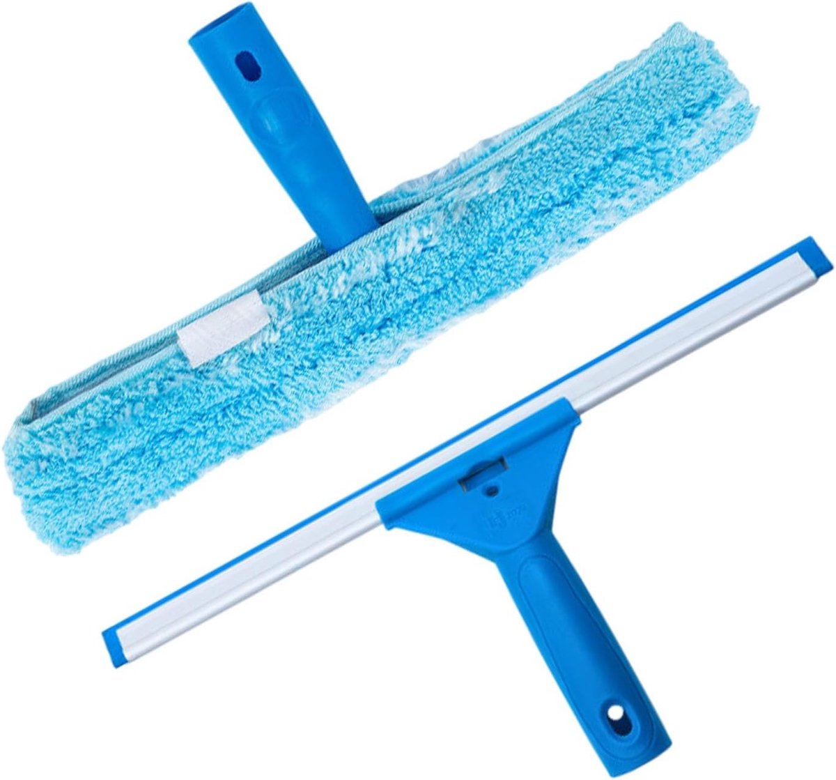 Raamschrobber met wisser - Douchereiniger set - Streeploos reinigen - Microvezel scrubber - 35 cm - Grijs