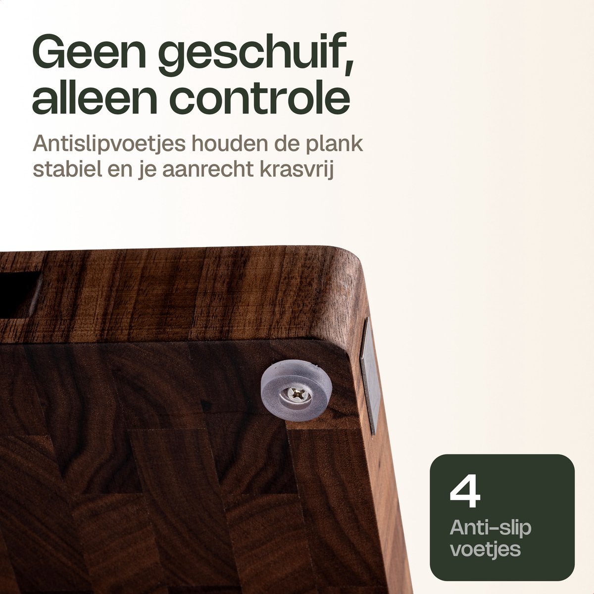 VDN Professionele Snijplank Amerikaans Walnoot Hout met Sapgeul en Handvaten – Anti-slip Borrelplank - Hakblok Kopshout 26x38x3.5 cm — cadeau in Kookcadeaus - foto 7