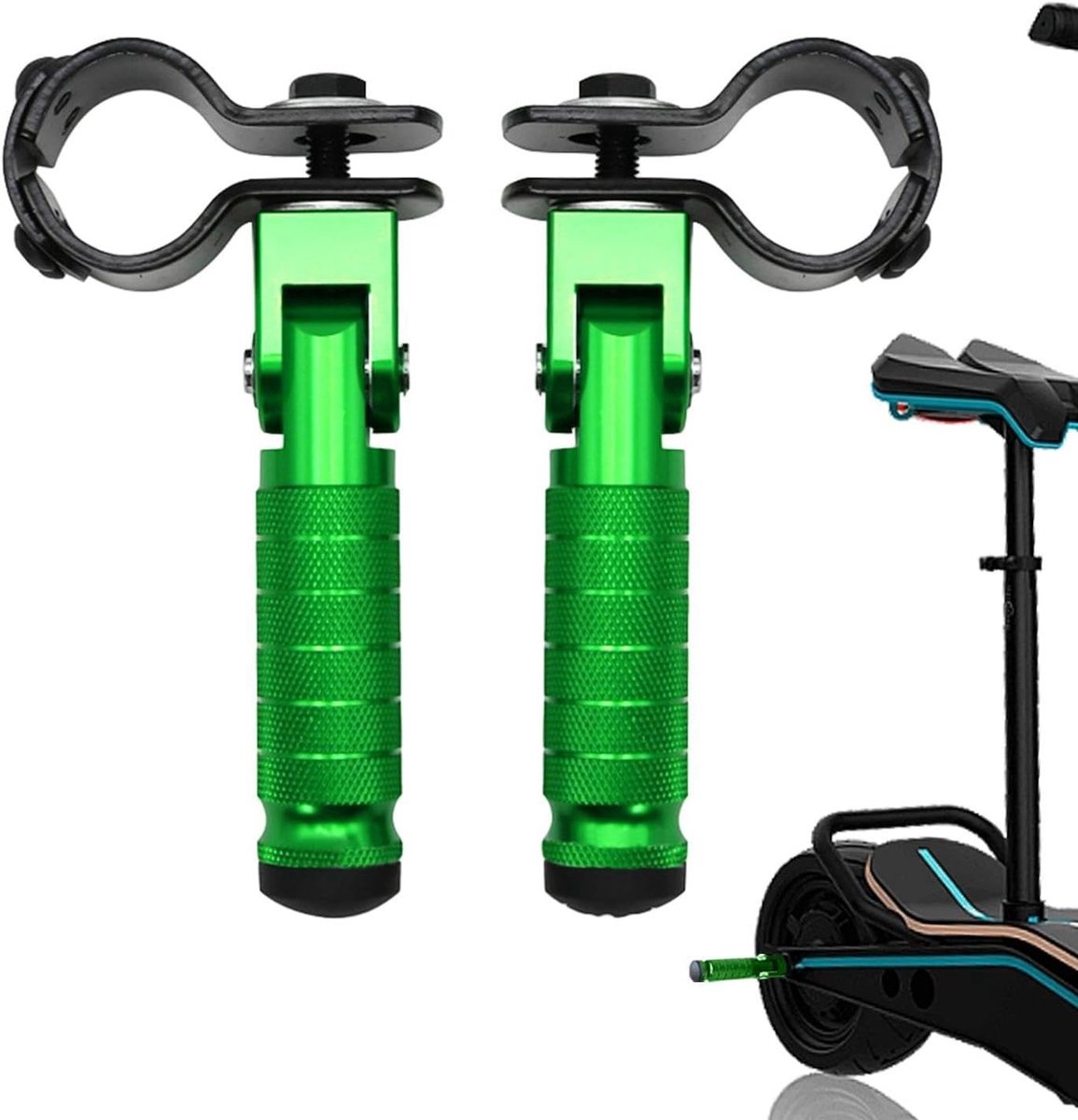 Motorfiets Voetsteunen - Motorframe Pedaalsteunen - Veilig Rijden - Gekarteld Anti-slip Oppervlak - 14 x 13.8 x 4.3 cm - Groen