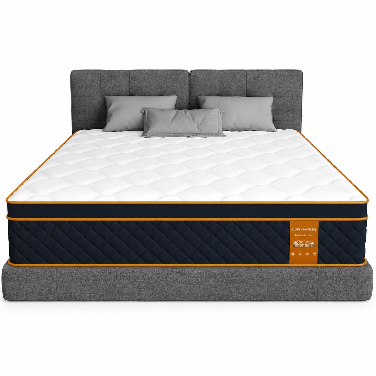 Innovastore Pocketveringmatras - Matras - Diatomeeënschuim - Pocketvering - 7 zones - Orthopedische ondersteuning - 160x200x25cm Zwart