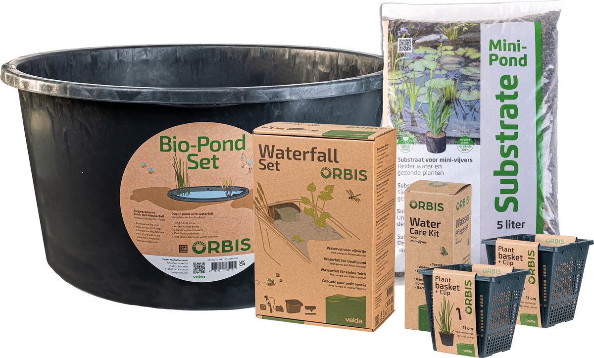 Orbis Bio-Pond - mini-vijver complete set met waterval 90 Liter - Ø 66 cm