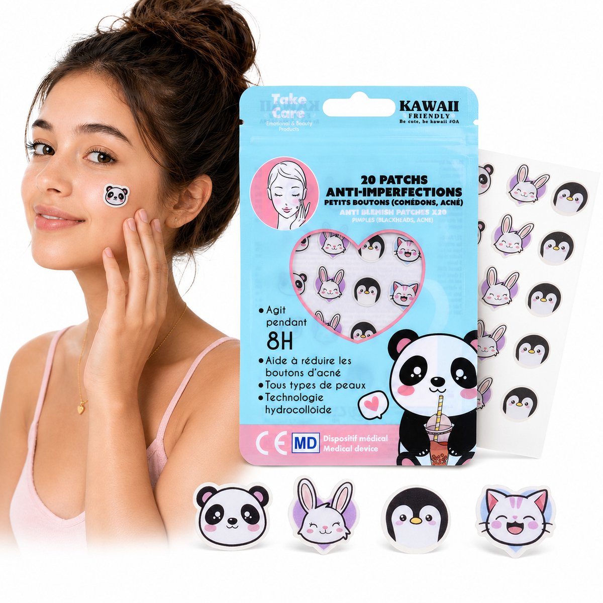 Kawai Pimple Patch - Acne Patch - Pleister - Puistjes Pleister - Verwijdert Mee-eters - Sticker - 20 stuks