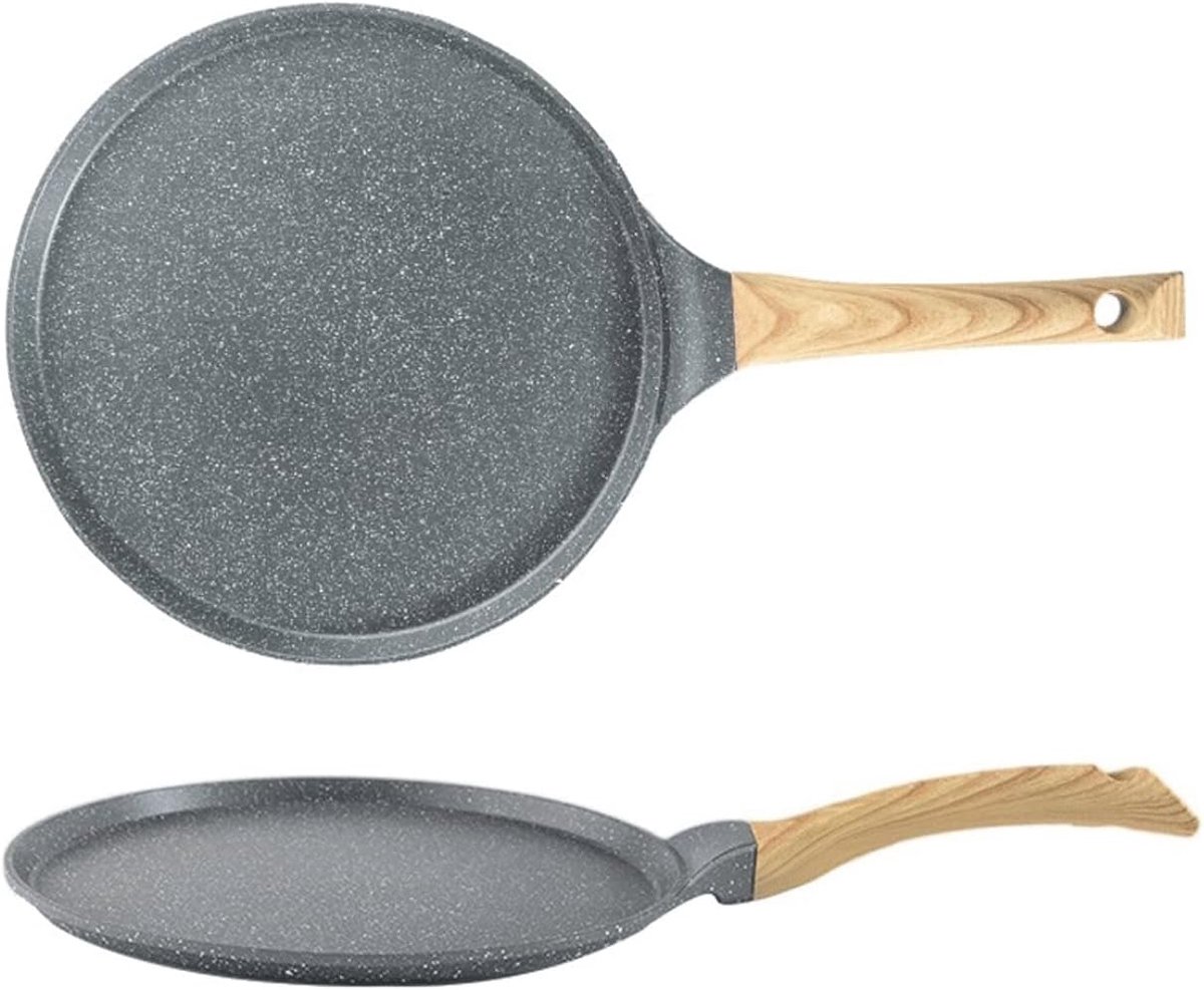 Pannenkoekenpan Antiaanbak - Omeletpan Koekenpan - Lekker Koken - Houten Handvat - 24 cm - Zwart