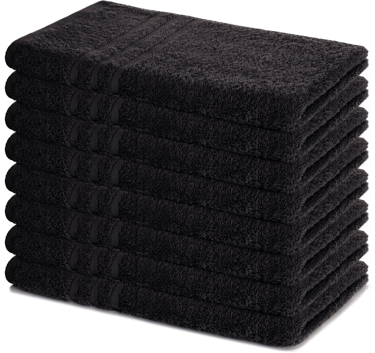 Lavea® Set van 8 Handdoeken 50x100 cm, 100% Katoen – Zacht en Absorberend – Perfect als Handdoek voor Thuis en Hotel – Zwart