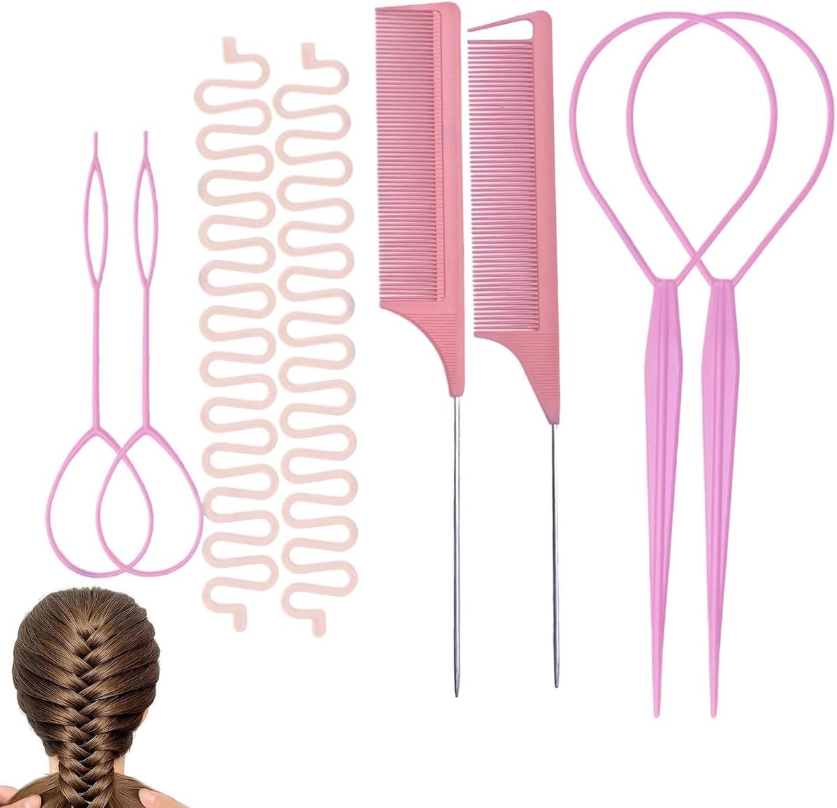 Haarstyling Accessoires - Vlechtkam Staartkam - Haar Vlechten - Antislip Grip - 24 x 8 x 1 cm - Niet gespecificeerd