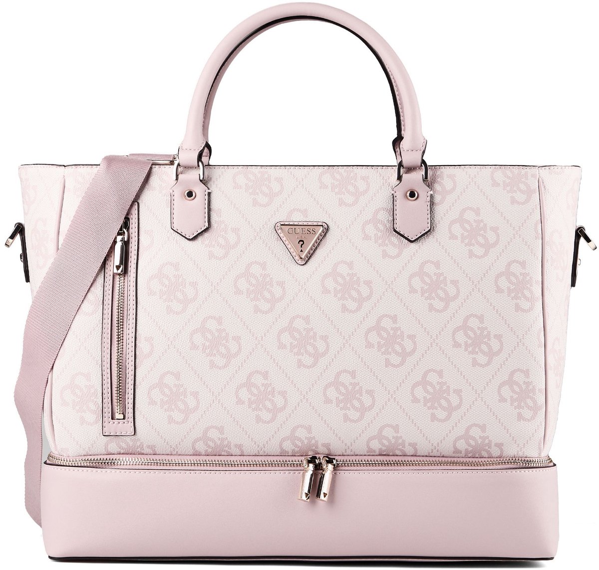 GUESS reistas schoudertas met laptopvak Zip Bottom Tote Orchid Logo oud roze