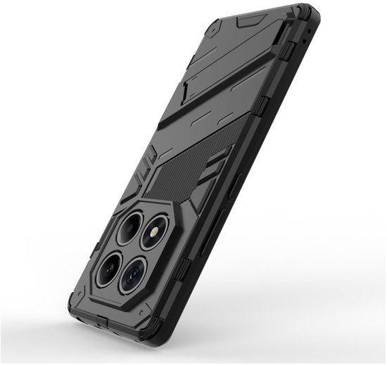 Hoesje Geschikt voor Xiaomi Redmi Note 14 Pro 4G | Shockproof Kickstand Back Cover | Zwart