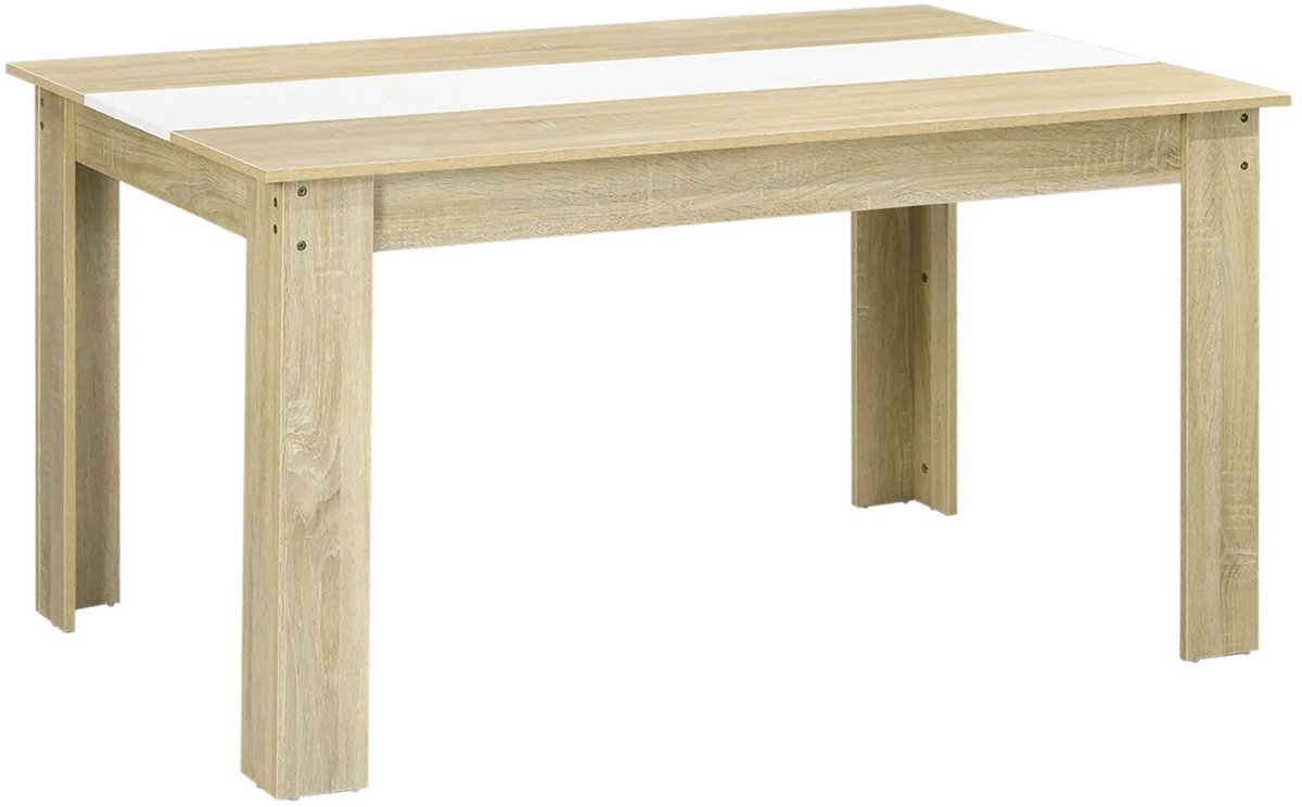Archi Moderne Eettafel voor 4-6 Personen – Tafel - 140 x 89,5 x 75 cm – Wit & Eiken – Houtlook Eettafel – Woonkamer