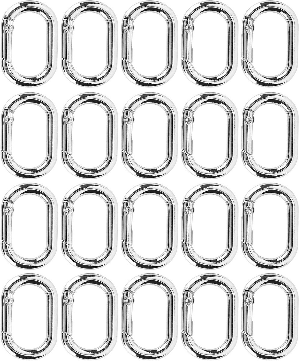 20 Stuks Ovalen Carabiner Haken voor Klimmen, Sleutelhanger Clip en Bevestigingshaak voor Kleding en Tassen